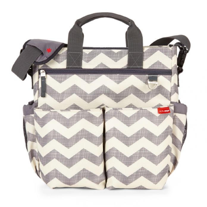 Bolso Maternal tipo Cartera Con Cambiador "Duo Chevron" Con Manijas, Tira ajustable y Tiras Para Cochecito
