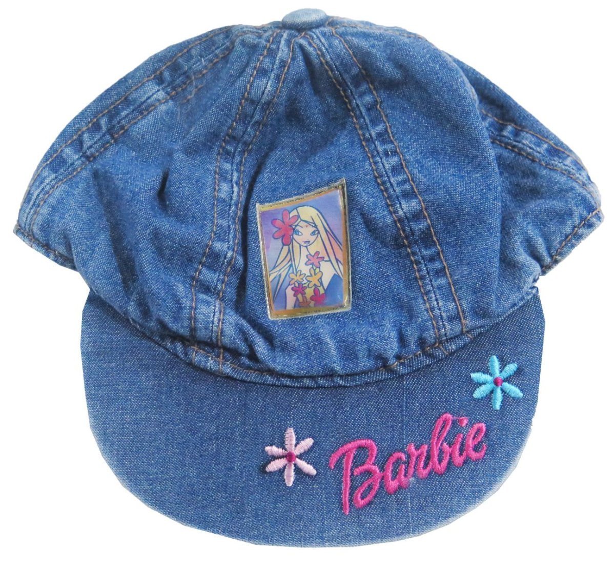 Gorro Cap - con Visera - Barbie - de Jean - Imagen holografica y Flores Bordadas