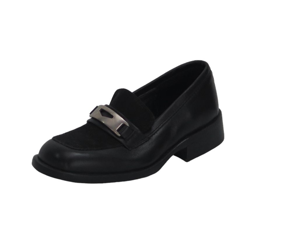 Zapato Mocasin Combinado Con Gamuza y Taco