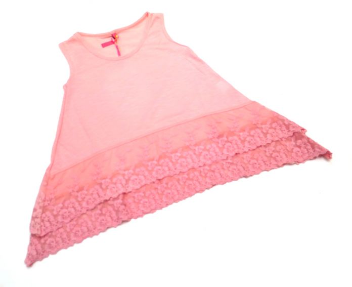 Remera Sin Mangas Con Picos y Puntilla