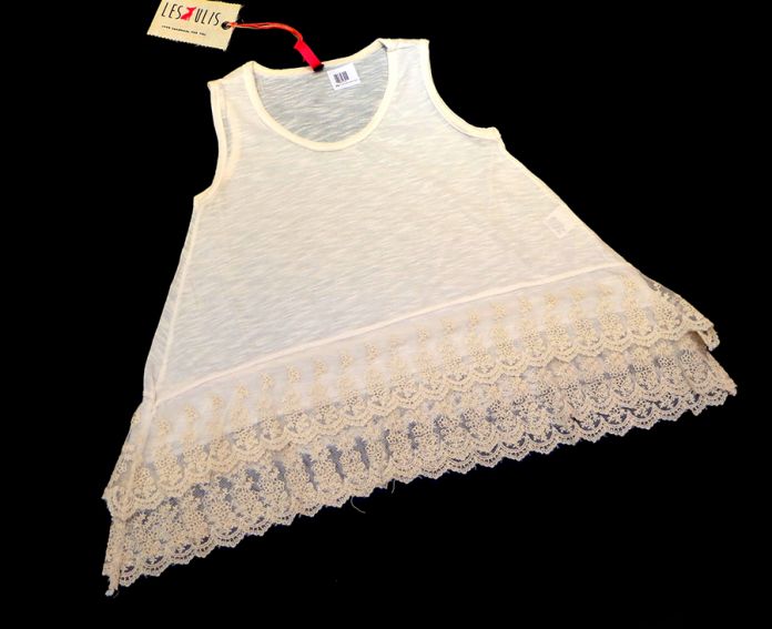 Remera Sin Mangas Con Picos y Puntilla