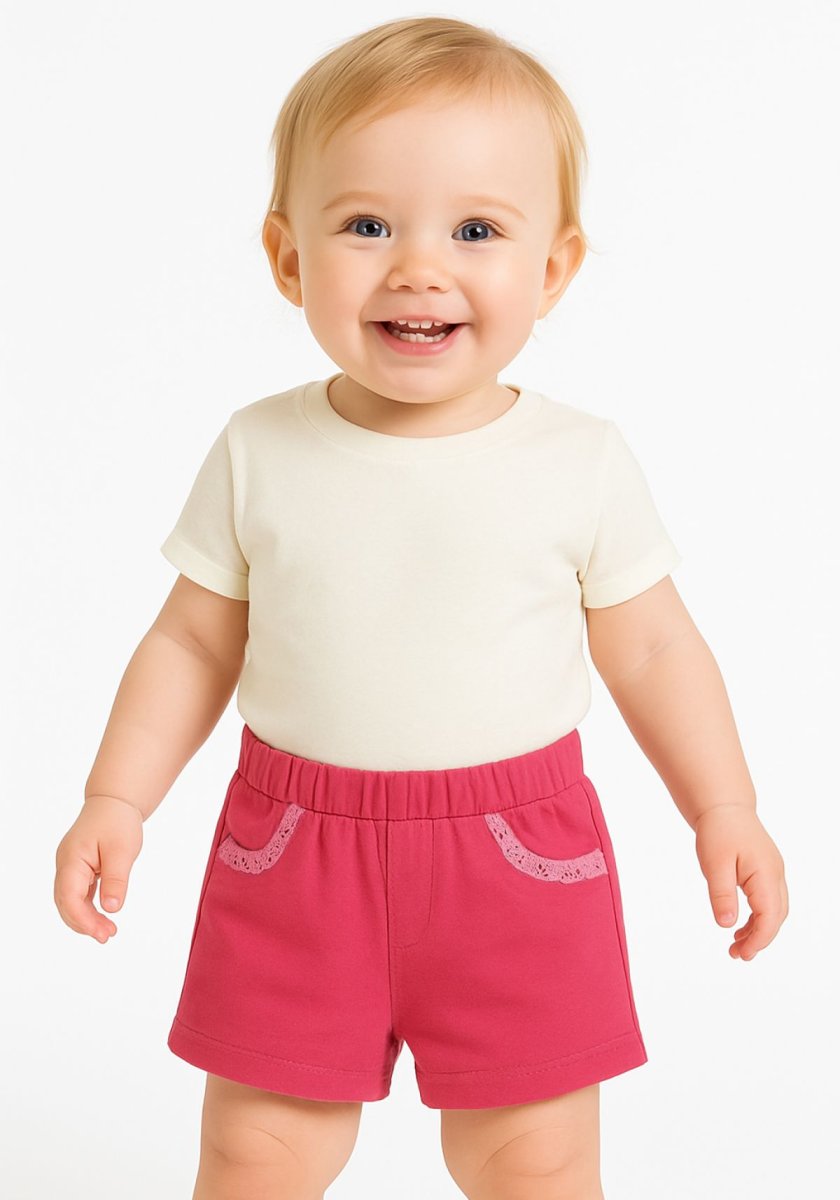 Short Lycra y Algodon Con Broderie en los Bolsillos