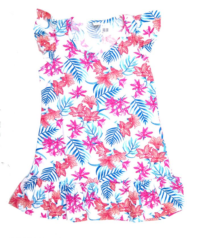 Vestido de Algodon Sin Mangas Con Volado