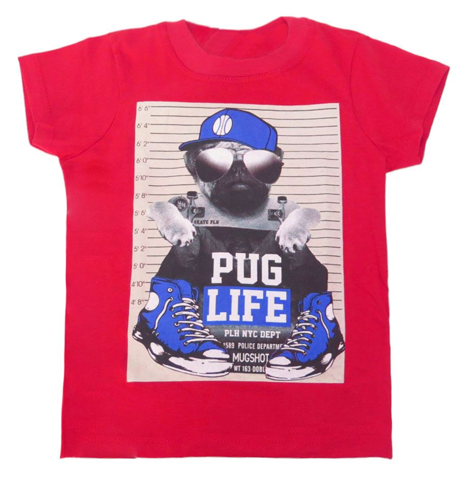 Remera Mangas Corta Estampado Perro Pug