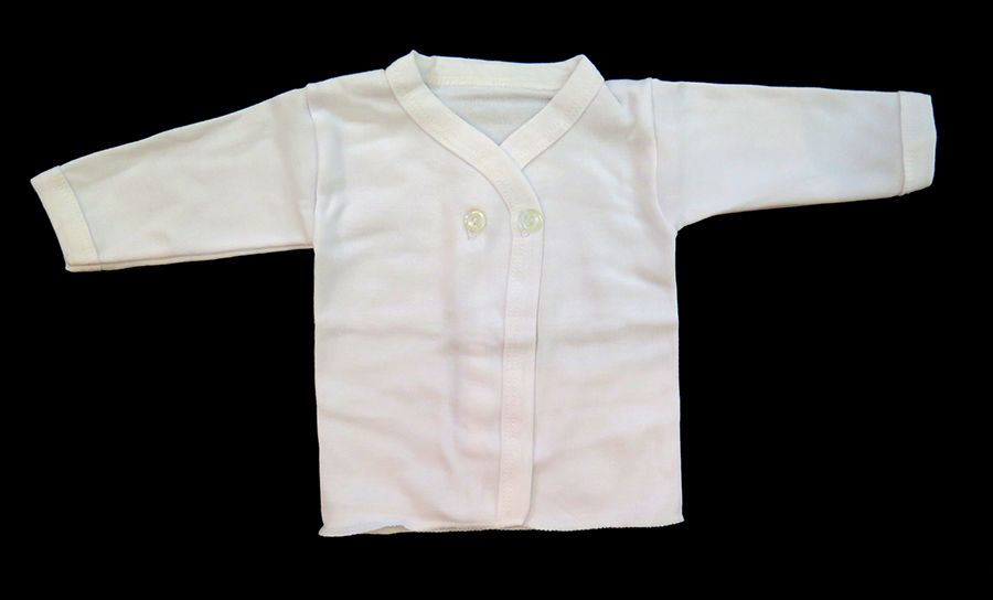 Batita Blanca Mangas Largas Cruzada adelante con boton - Interlock