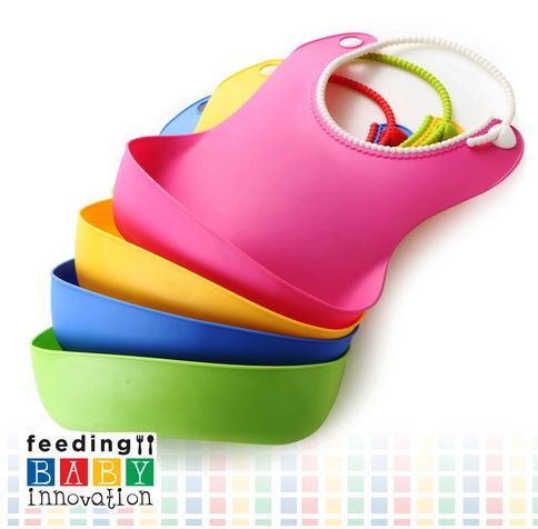 Babero de Silicona Con Cuello Ajustable y Bolsillo