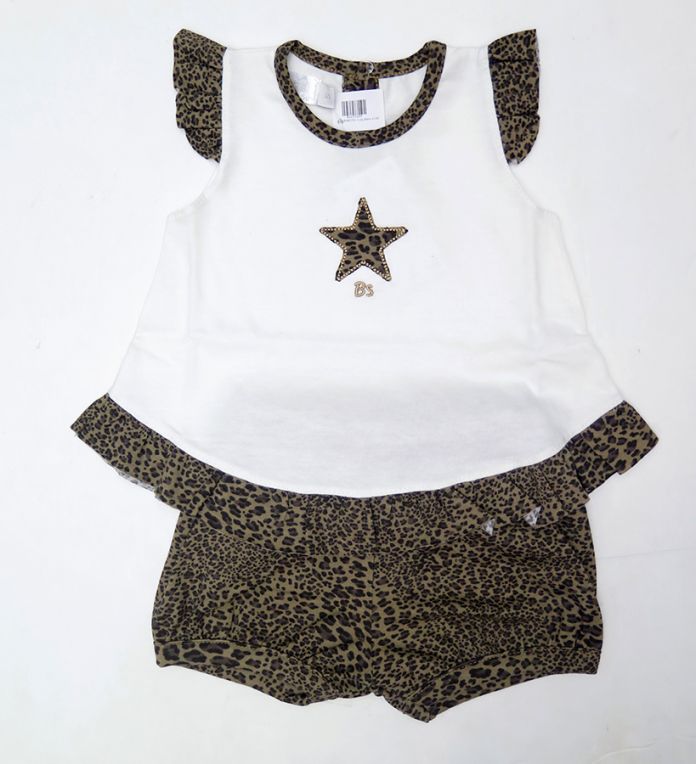 Conjunto Remera Sin Manga y Short Estampado Animal Print