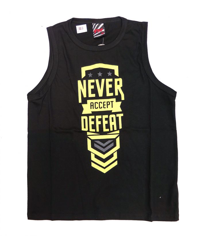 Remera Musculosa Estampado Never Accept Defeat