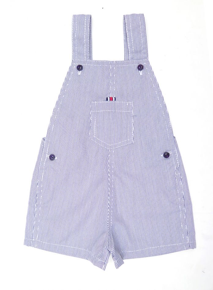 Jardinero de Gabardina Estampado Rayado Con Botones