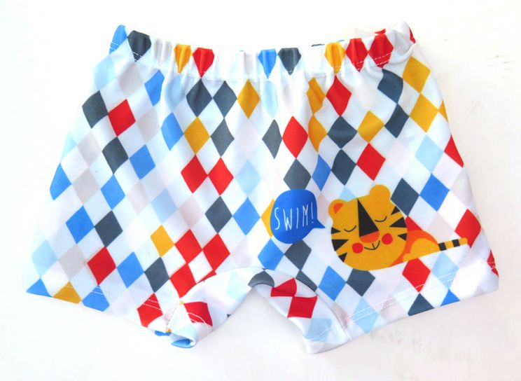 Malla de Baño Short  de Lycra Estampado Con Rombos