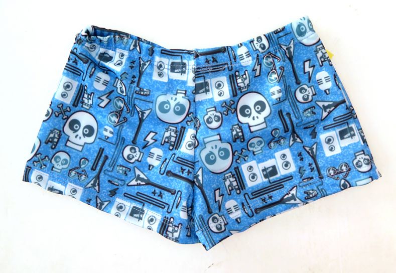 Malla de Baño Short de Lycra Estampado Calavera Guitarra
