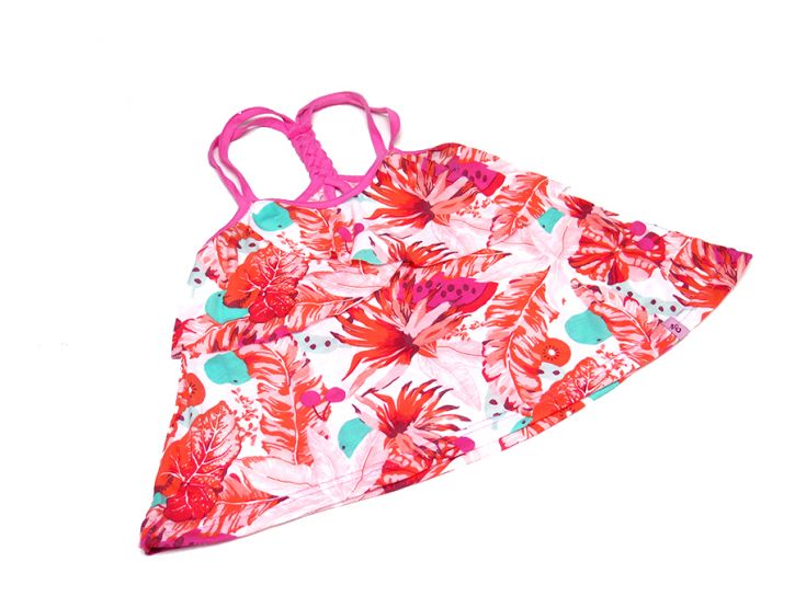 Remera Musculosa con Volado Trenzada Atras Estampada