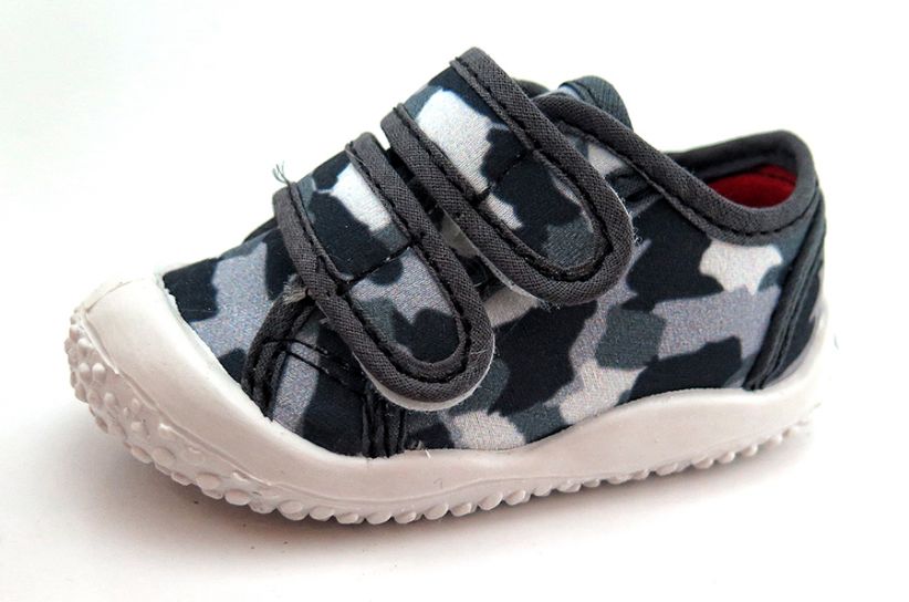 Zapatillas Doble Velcro Lona Razada Estampado Camuflado