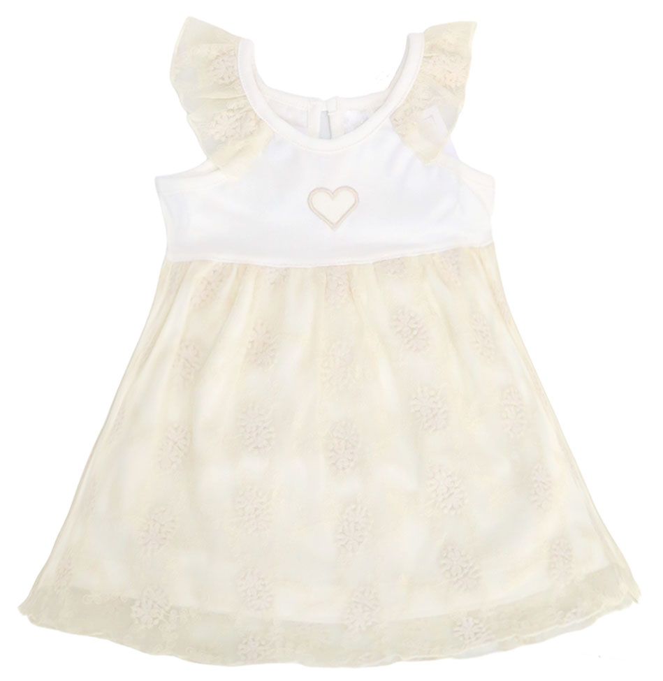 Vestido Con Encaje y Volado Con Corazon Bordado