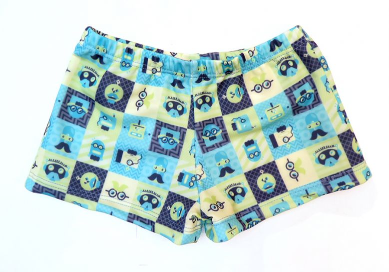 Malla de Baño Short de Lycra Estampado Con Robots