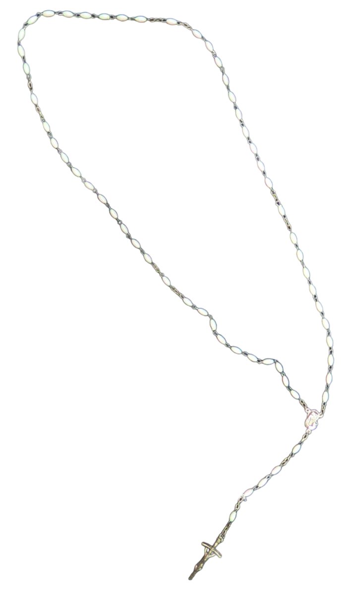 Rosario  Con Perlas Ovalada Tornasol