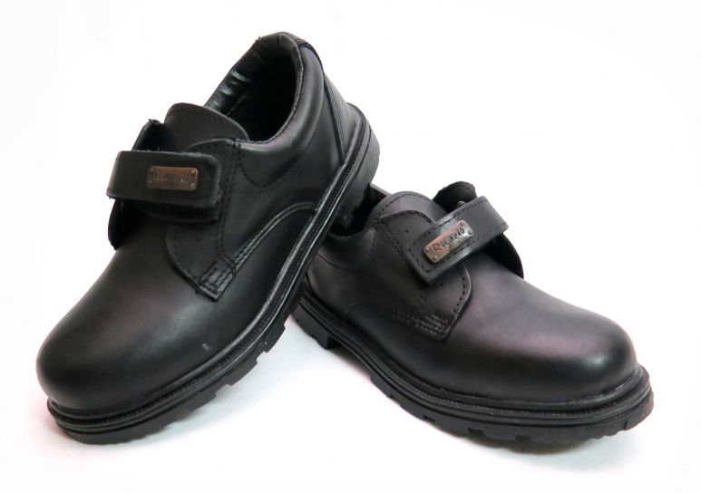 Zapato cuero con velcro mango colegial