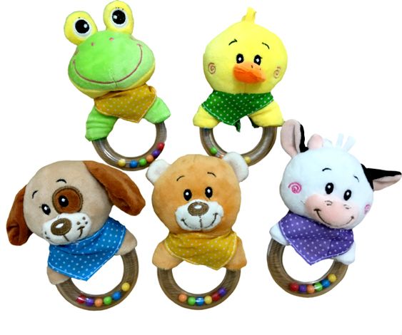 Sonajero Con Aro de Plastico Con Animalitos de Peluche Perro