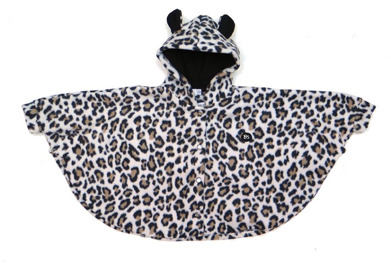 Poncho con Capucha de Polar Estampado Animal Print