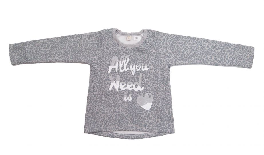 Buzo Sin Capucha Estampado Animal Print Con Glitter