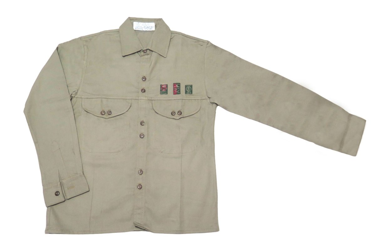 Camisa Manga Larga Gabardina Lisa Varios Bolsillos