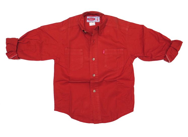 Camisa Manga Larga Gabardina Lisa Con Dos Bolsillo