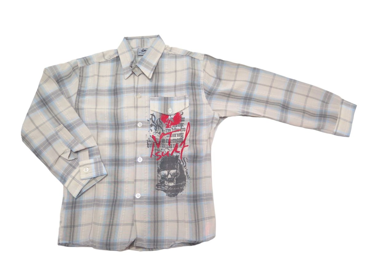 Camisa Manga Larga Escocesa Con Estampado