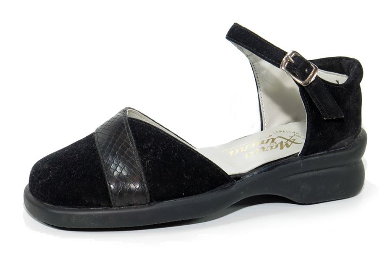 Zapato Tipo Sandalia Con Taco y Hebilla Combinado Reptil