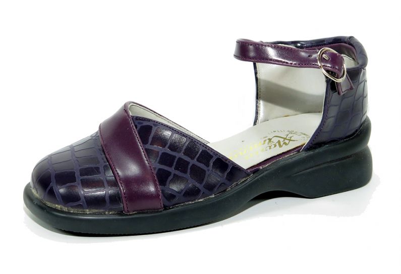 Zapato Tipo Sandalia Con Taco y Hebilla Simil Reptil