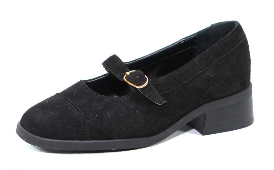 Zapato Gamuza Con Taco y Hebilla