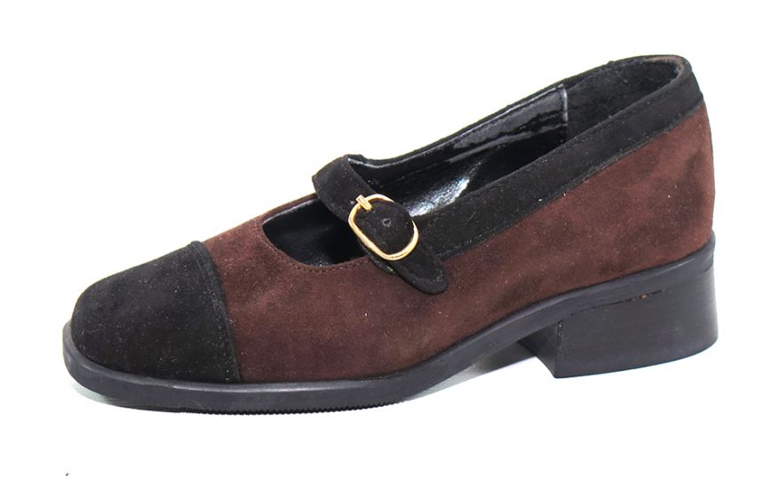 Zapato Gamuza Con Taco y Hebilla