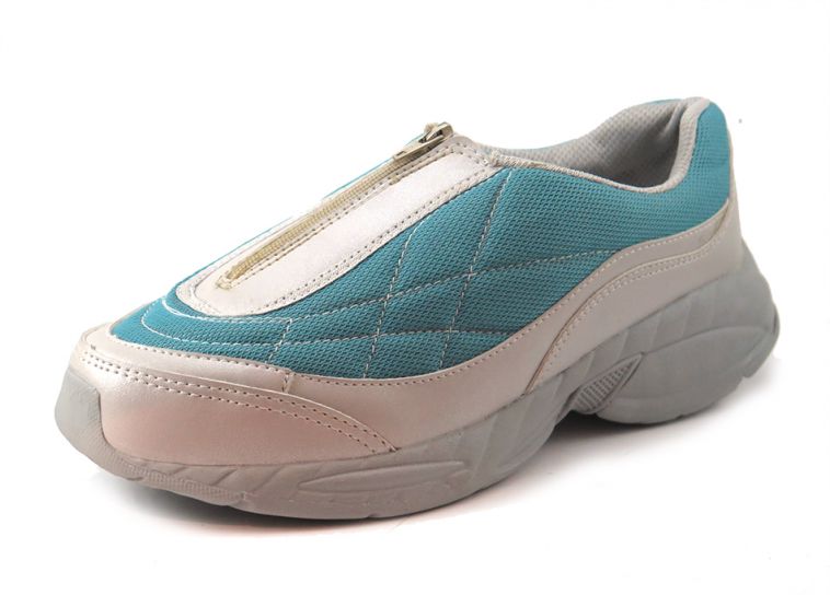 Zapatillas Con Cierre Cuerina y Tela