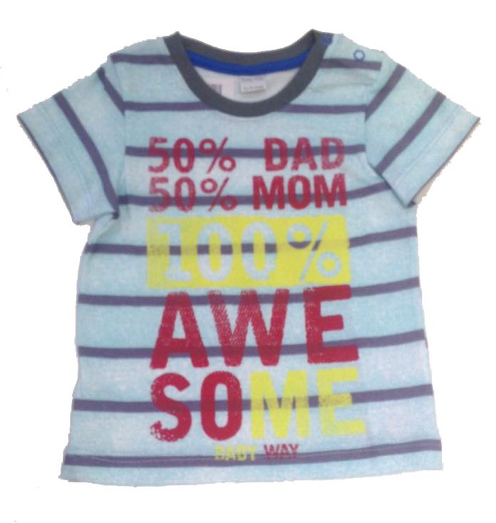 Remera Manga Corta Rayada Estampada