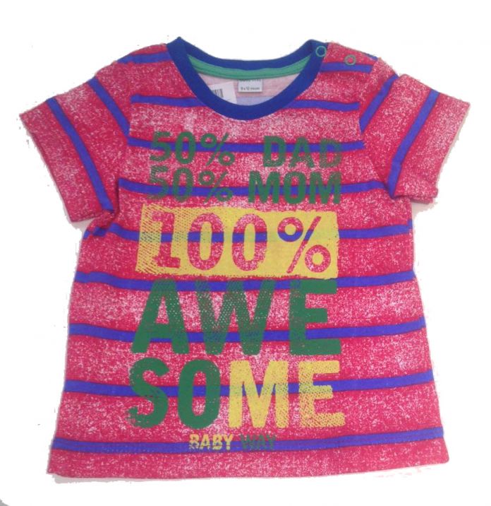 Remera Manga Corta Rayada Estampada