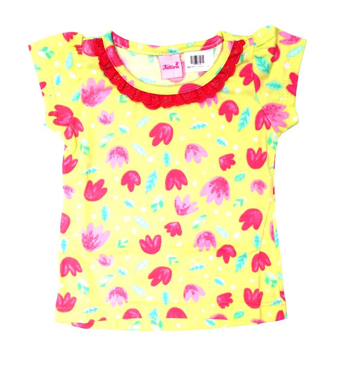 Remera Nena Con Volados Manga Corta