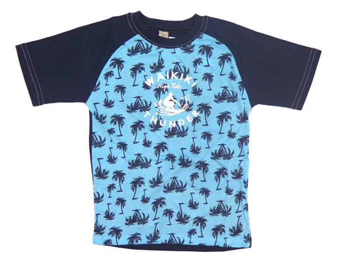 Remera Varon Manga Corta Estampado Palmeras