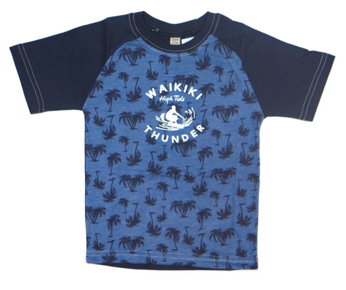 Remera Varon Manga Corta Estampado Palmeras