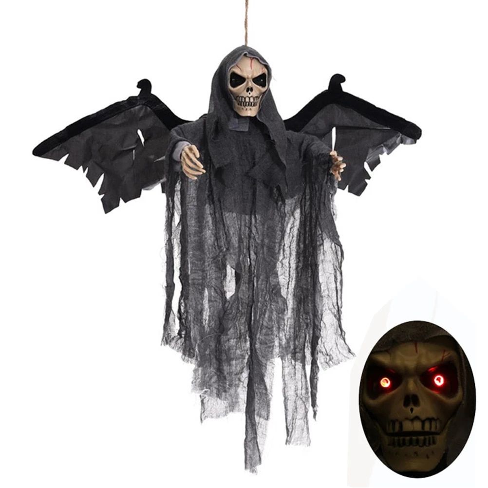 Muñeco Calavera Halloween Con Sonido, Luz en los ojos y Mueve las alas