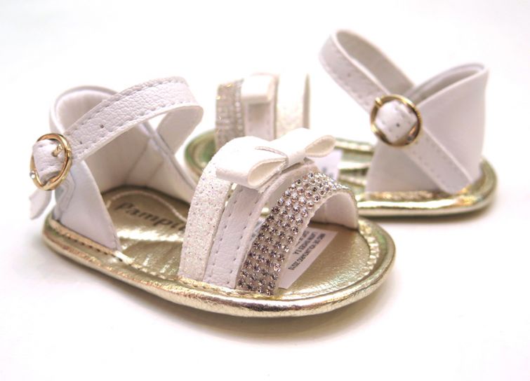 Sandalias Con Brillo Blancas No Caminante Sin Base