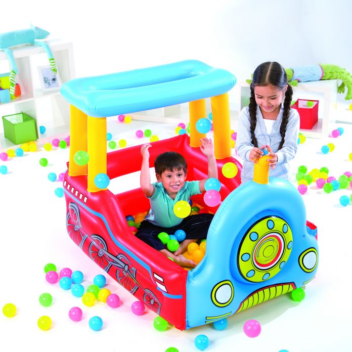tren inflable con pelotas fisher price