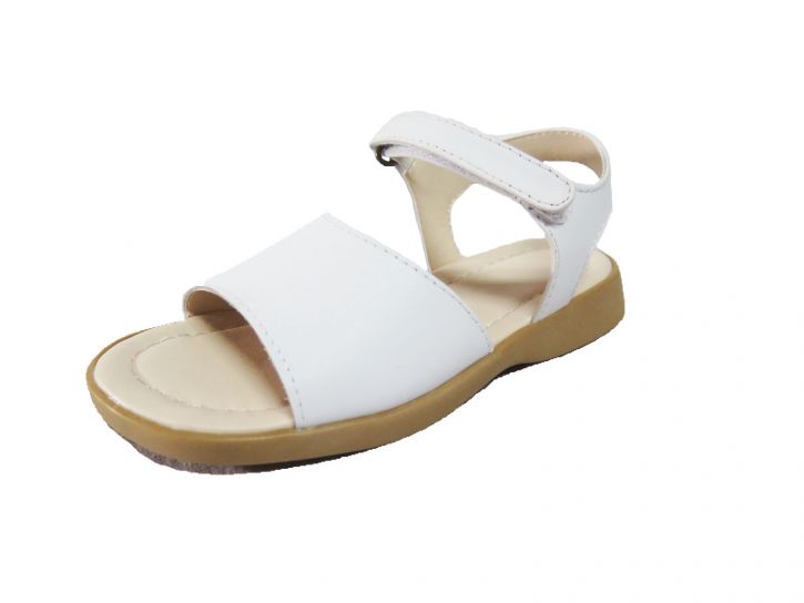 Sandalia Cuero Lisa Con Velcro