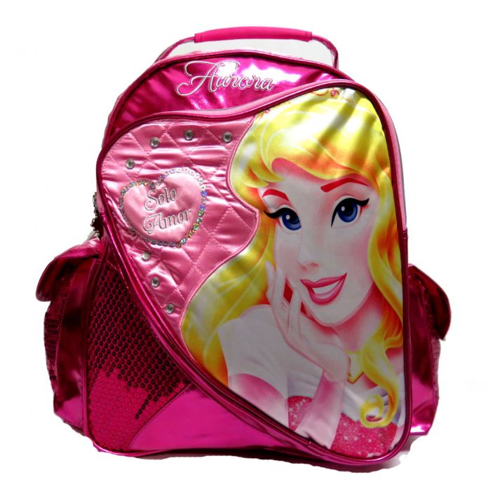 Mochila Espalda Princesas Aurora Bella Durmiento con lentejuelas "Solo Amor"
