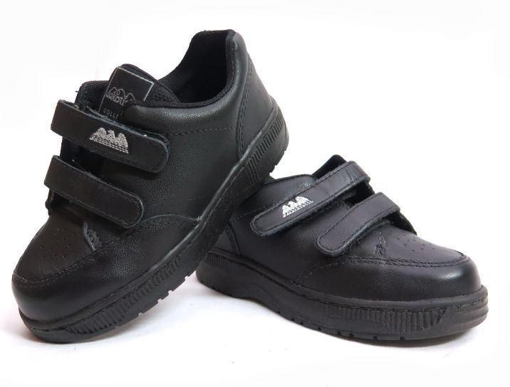 Zapatilla Colegial Cosidas de Cuero  Con Velcro