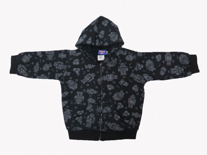 Campera Con Capucha de Algodon Frizado Estammpado de Robots