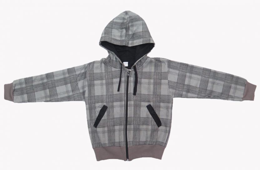 Campera Frizada de Algodon Con Capucha Estampado Rayas