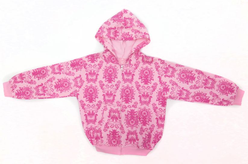 Campera de Algodon Con Friza y Capucha Estampado Flores