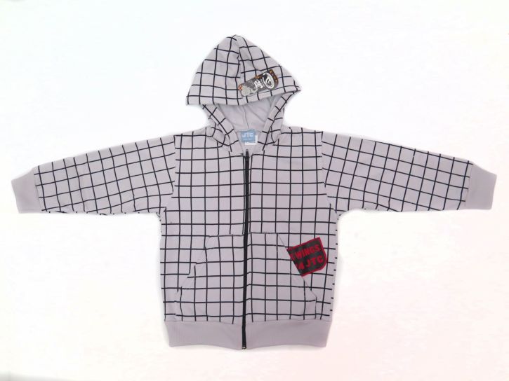 Campera de Algodon Con Friza y Capucha con Cuadros