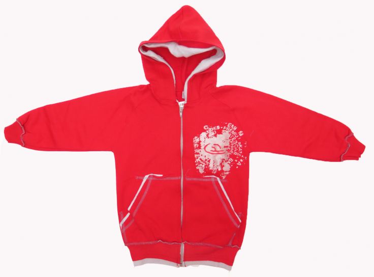 Campera de Algodon Con Friza y Capucha Estampado Metalico