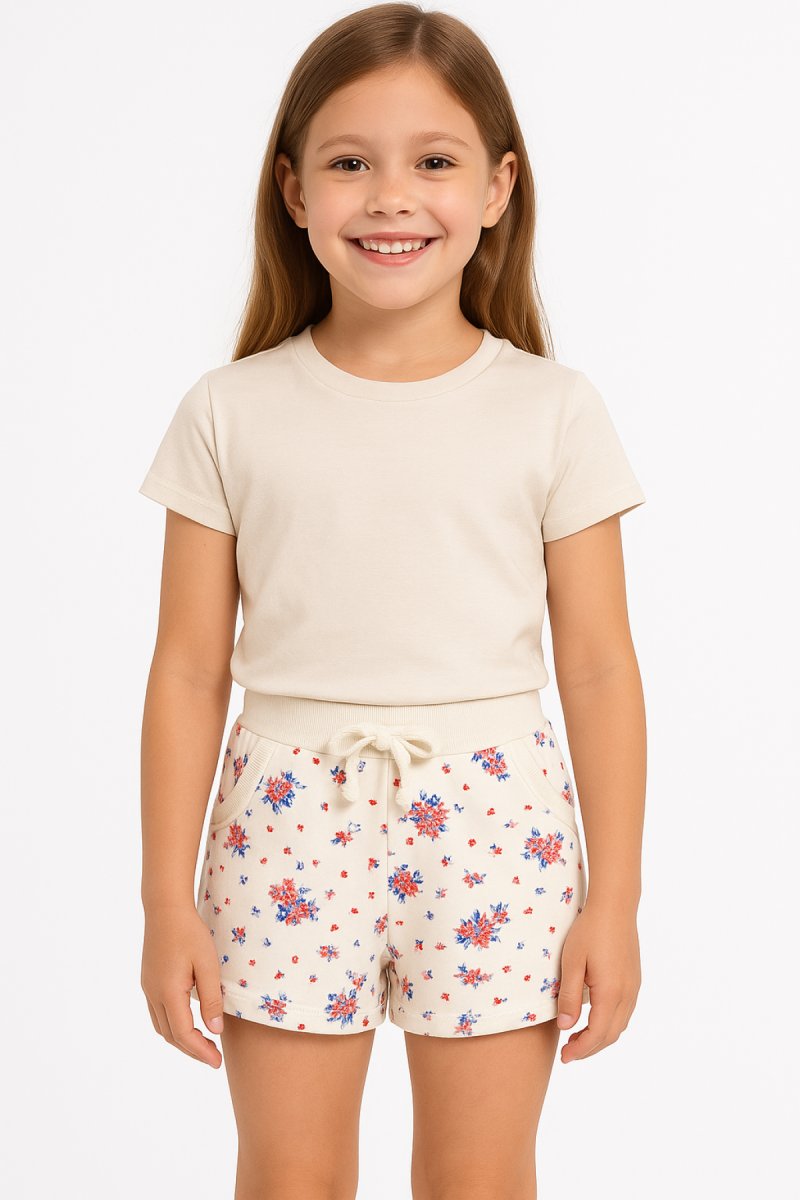 Short Rustico Estampado Con Cintura