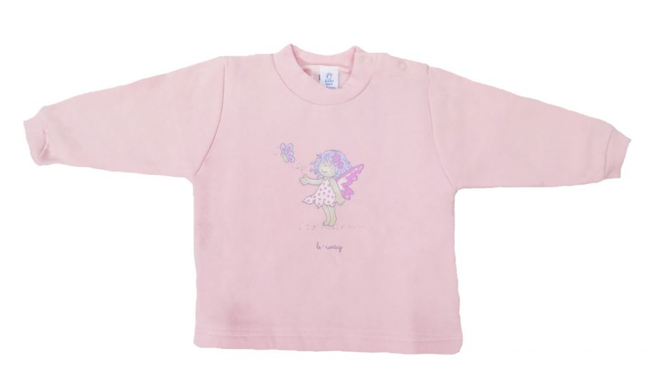 Buzo de Algodon Frizado Sin Capucha Estampado Nena y Mariposa